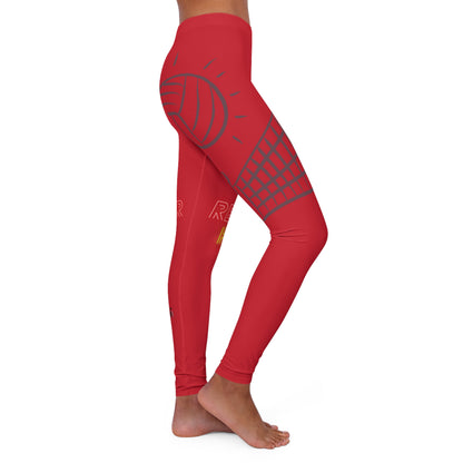 Women's Spandex Leggings: Volleyball Dark Red