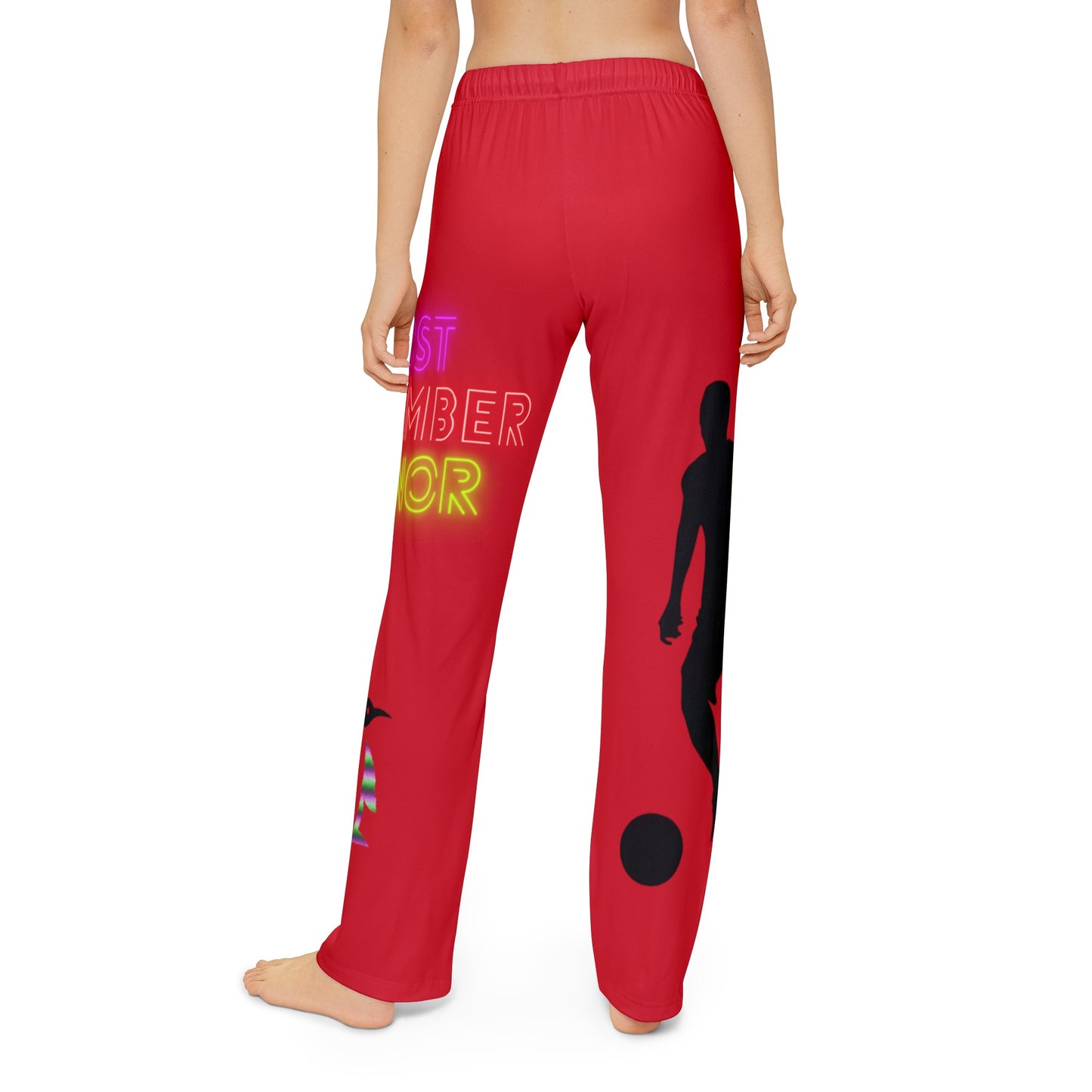 Kids Pajama Pants: Soccer Dark Red