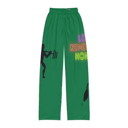 Kids Pajama Pants: Weightlifting Dark Green