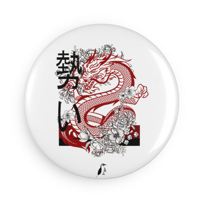 Button Magnet, Round (1 & 10 pcs): Dragons White