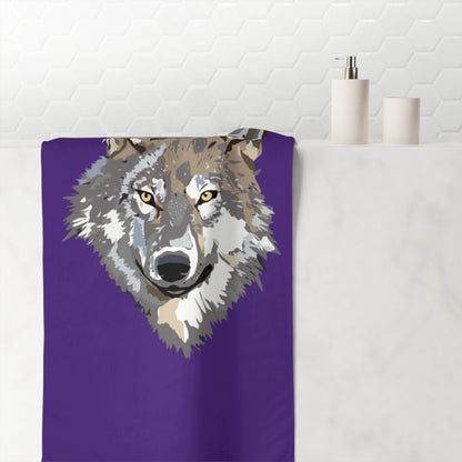 Mink-Cotton Towel: Wolves Purple
