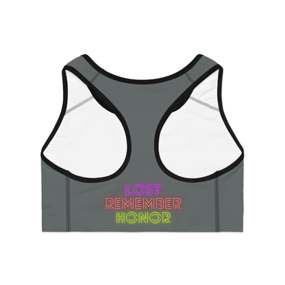 Sports Bra: Crazy Penguin World Logo Dark Grey