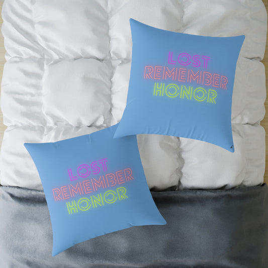 Spun Polyester Pillow: Lost Remember Honor Lite Blue