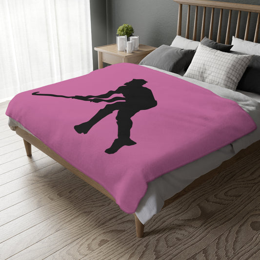 Velveteen Minky Blanket (Two-sided print): Hockey Lite Pink