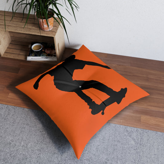 Tufted Floor Pillow, Square: Skateboarding Orange