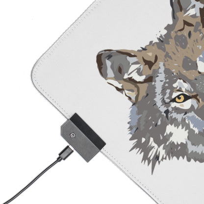 LED Gaming Mouse Pad: Wolves White