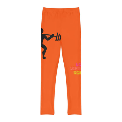 Youth Full-Length Leggings: Weightlifting Orange