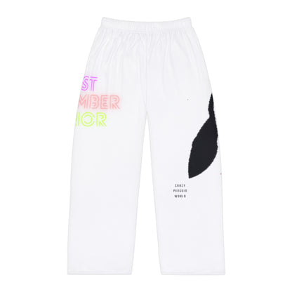 Men's Pajama Pants: Crazy Penguin World Logo White