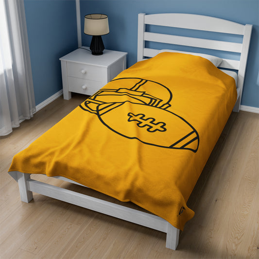 Velveteen Plush Blanket: Football Yellow