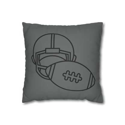 Faux Suede Square Pillow Case: Football Dark Grey