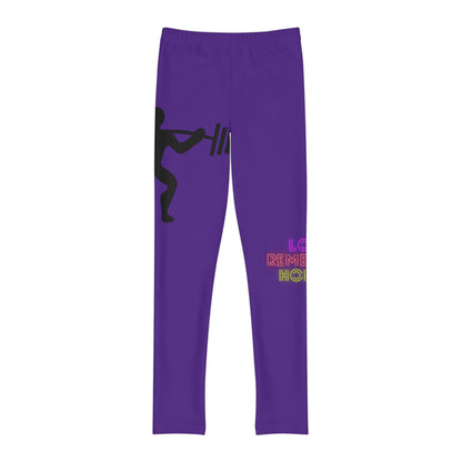 Youth Full-Length Leggings: Weightlifting Purple