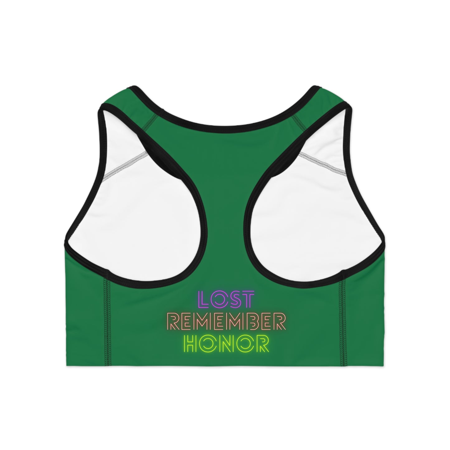 Sports Bra: Crazy Penguin World Logo Dark Green