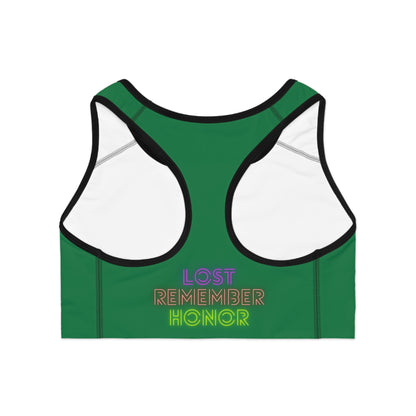 Sports Bra: Crazy Penguin World Logo Dark Green