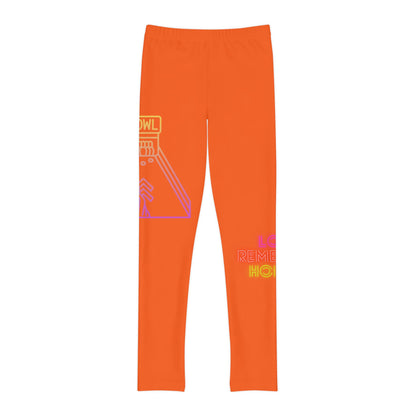 Youth Full-Length Leggings: Bowling Orange