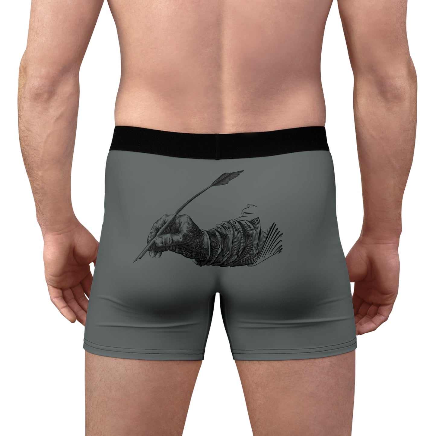 Men's Boxer Briefs: Writing Dark Grey