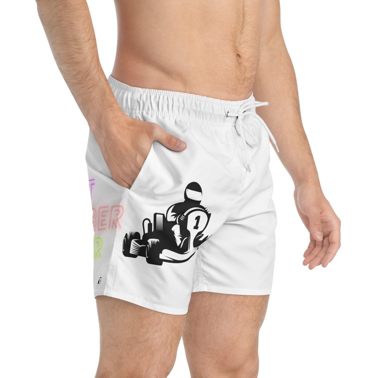 Swim Trunks: Racing White