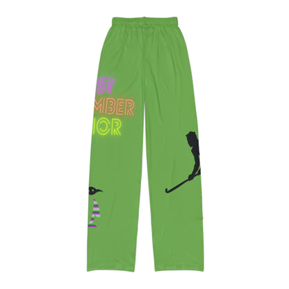 Kids Pajama Pants: Hockey Green