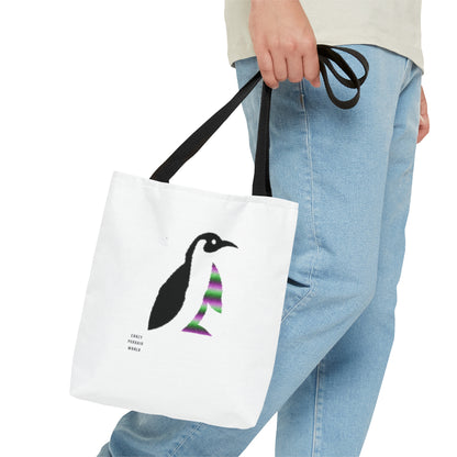 Tote Bag: Crazy Penguin World Logo White