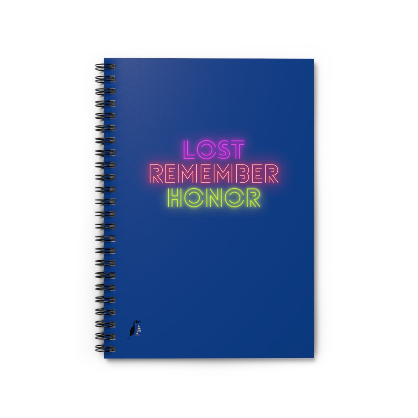 Spiral Notebook - Ruled Line: Lost Remember Honor Dark Blue
