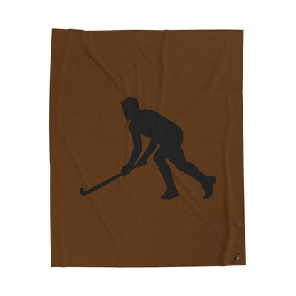Velveteen Plush Blanket: Hockey Brown