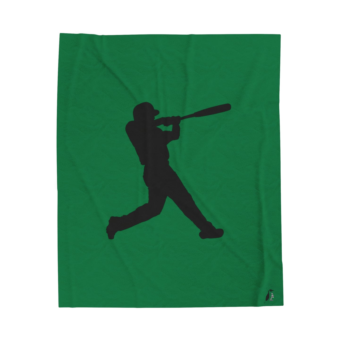 Velveteen Plush Blanket: Baseball Dark Green