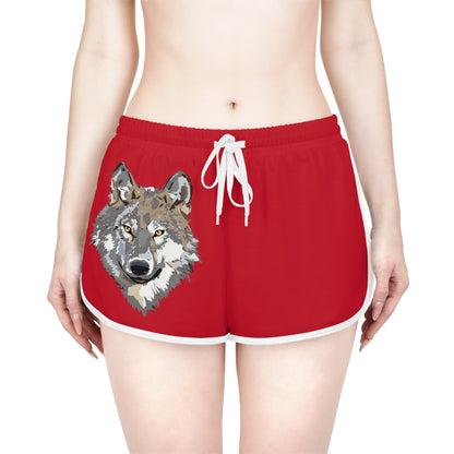 Women's Relaxed Shorts: Wolves Dark Red