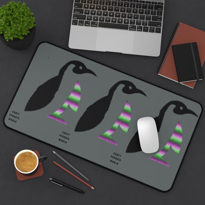 Desk Mat: Crazy Penguin World Logo Dark Grey