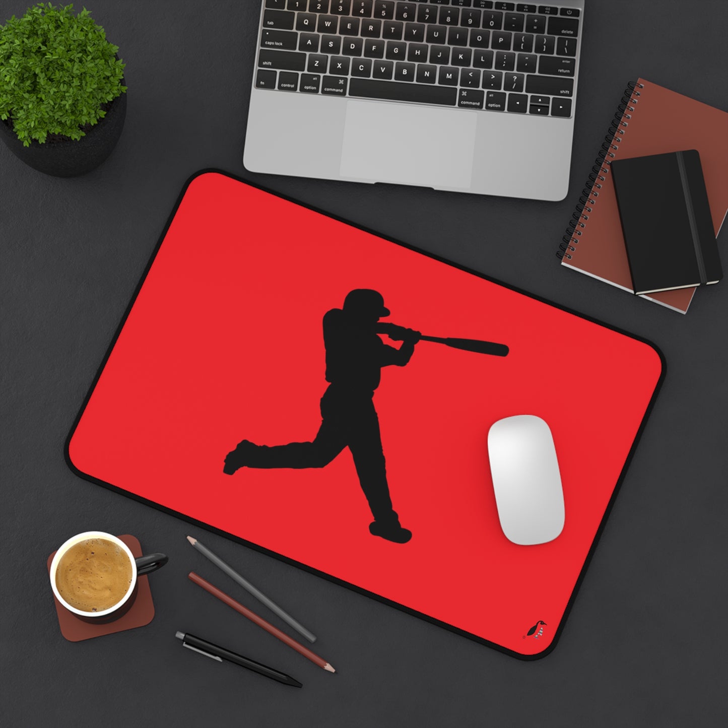 Desk Mat: Baseball Red