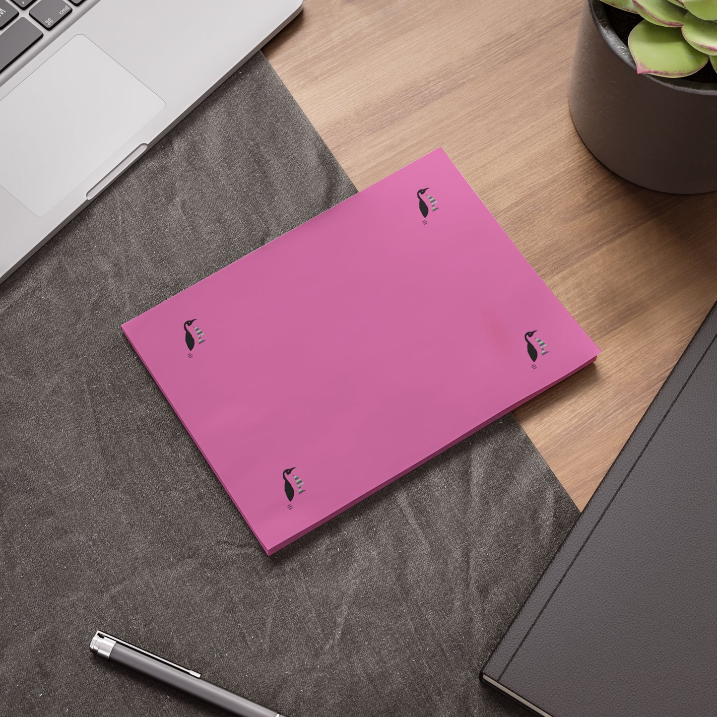 Post-it® Note Pads: Crazy Penguin World Logo Lite Pink