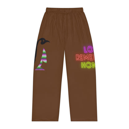 Women's Pajama Pants: Crazy Penguin World Logo Brown