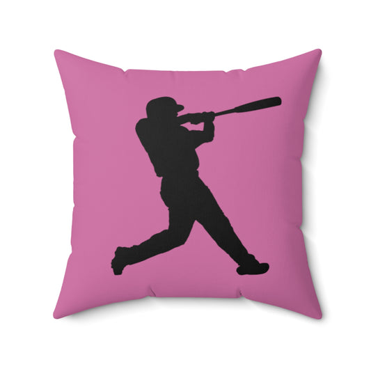 Spun Polyester Square Pillow: Baseball Lite Pink