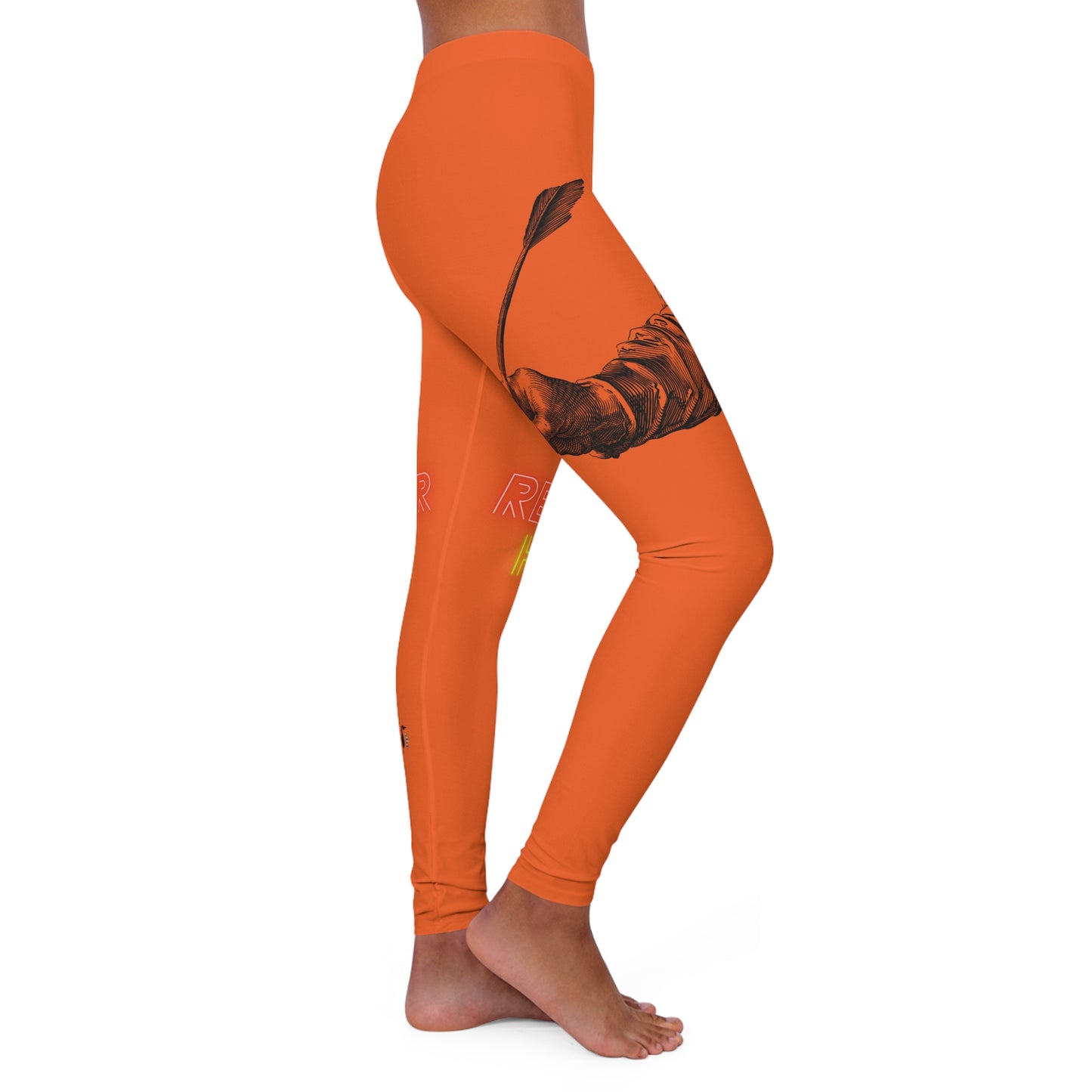 Women's Spandex Leggings: Writing Orange