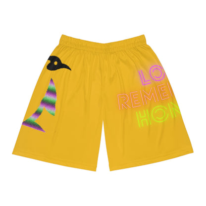 Basketball Shorts: Crazy Penguin World Logo Yellow