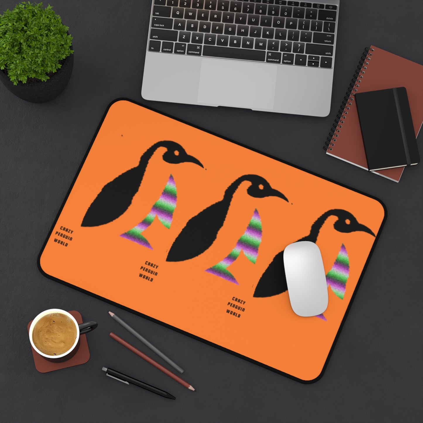 Desk Mat: Crazy Penguin World Logo Crusta