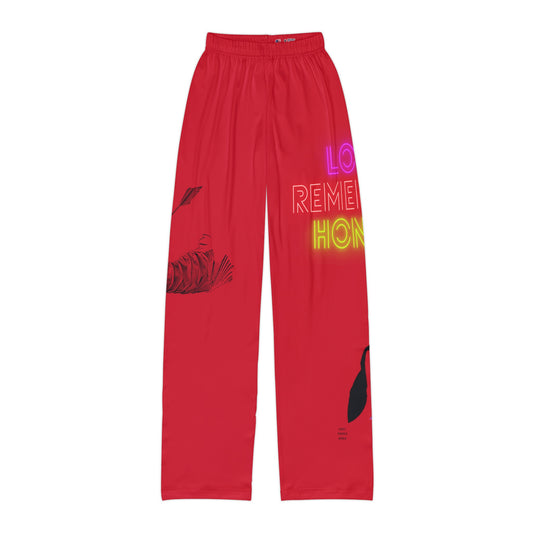 Kids Pajama Pants: Writing Dark Red