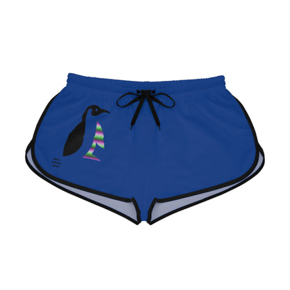 Women's Relaxed Shorts: Crazy Penguin World Logo Dark Blue