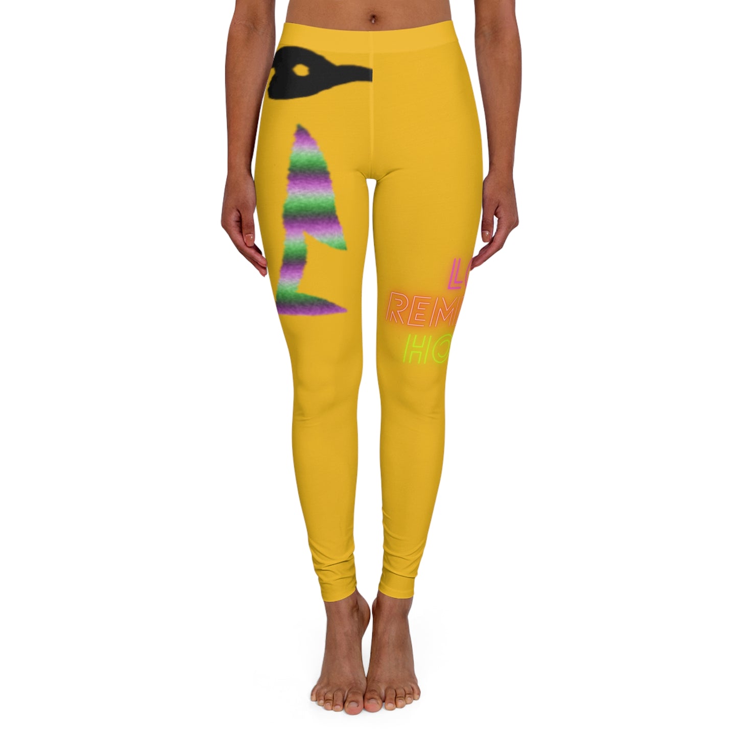 Women's Spandex Leggings: Crazy Penguin World Logo Yellow