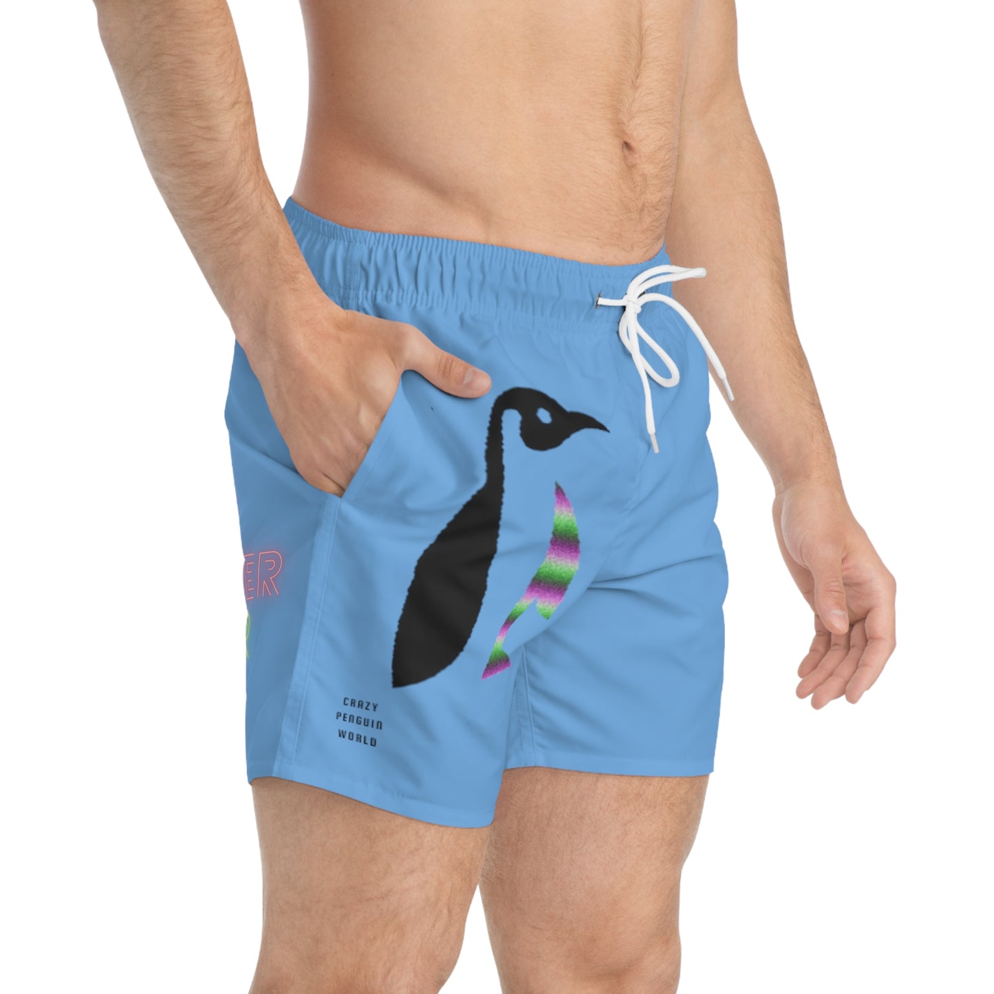 Swim Trunks: Crazy Penguin World Logo Lite Blue