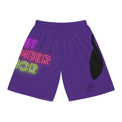 Basketball Shorts: Crazy Penguin World Logo Purple