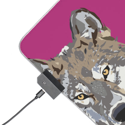 LED Gaming Mouse Pad: Wolves Pink