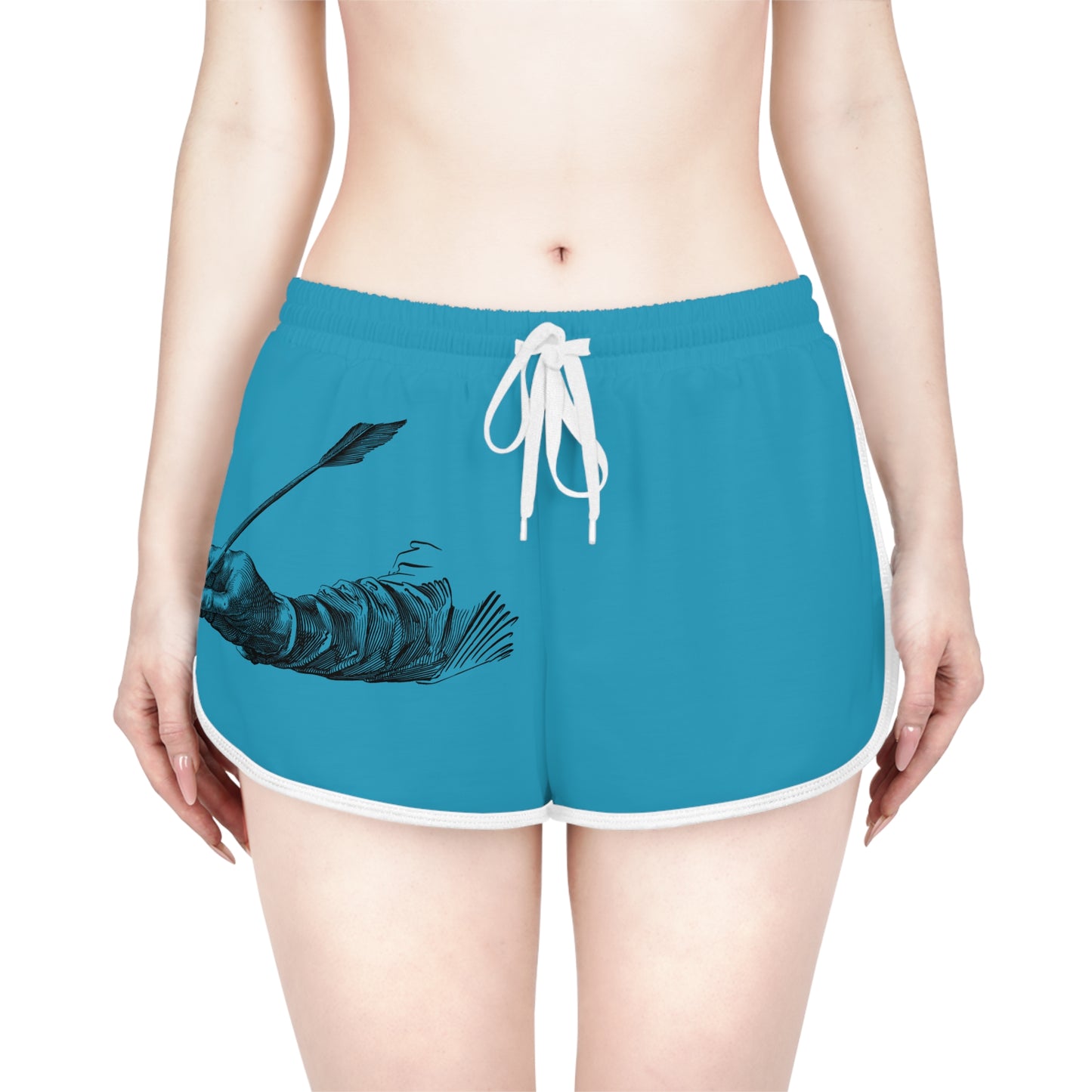 Women's Relaxed Shorts: Writing Turquoise