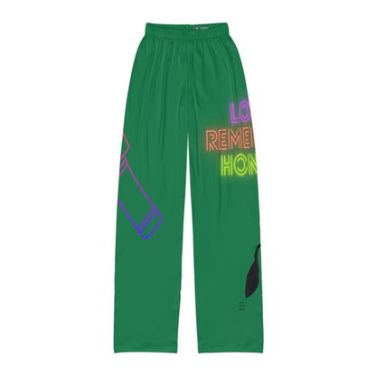 Kids Pajama Pants: Music Dark Green