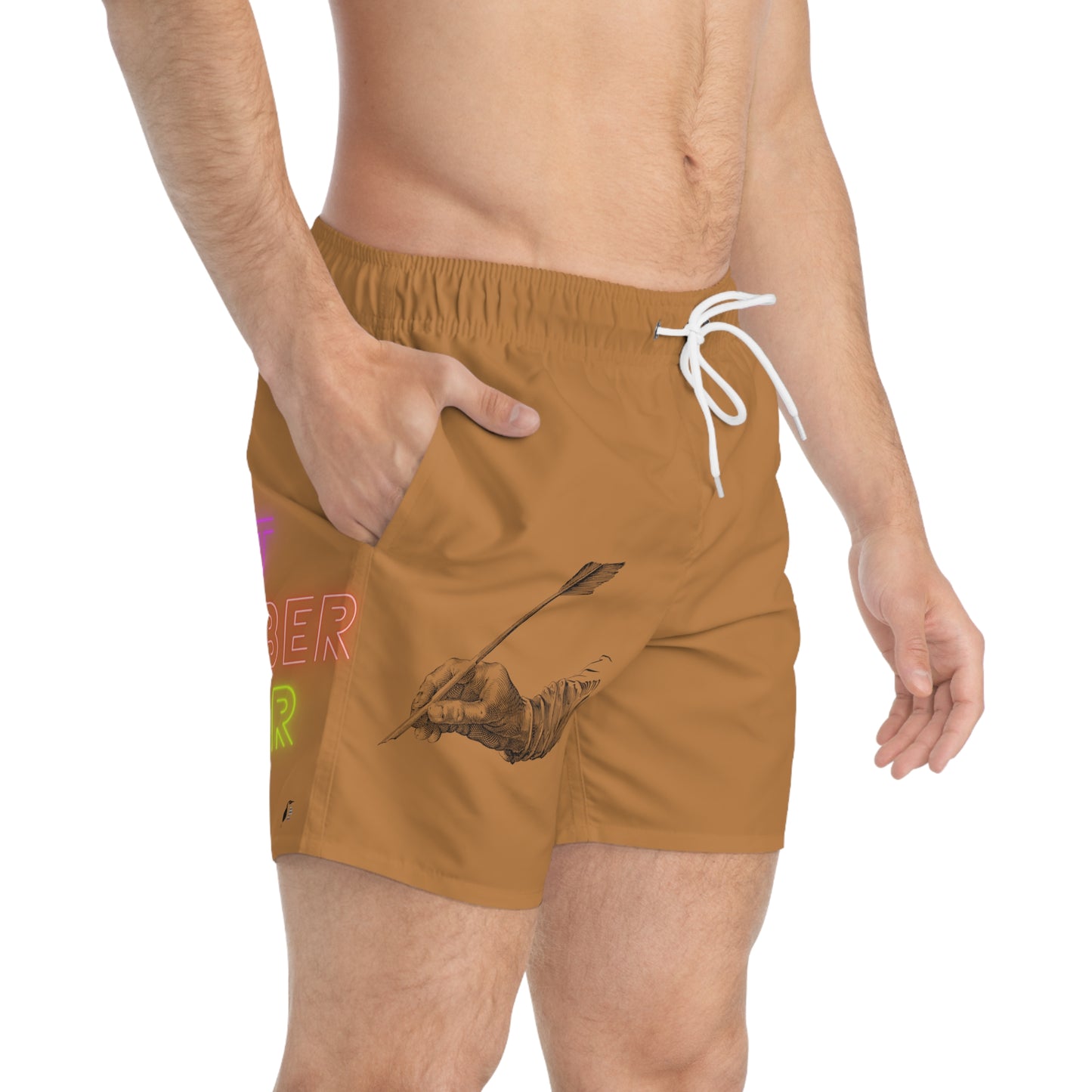 Swim Trunks: Writing Lite Brown