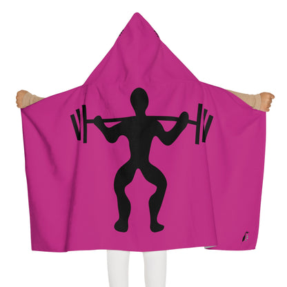 Youth Hooded Towel: Weightlifting Pink