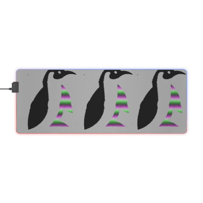 LED Gaming Mouse Pad: Crazy Penguin World Logo Lite Grey