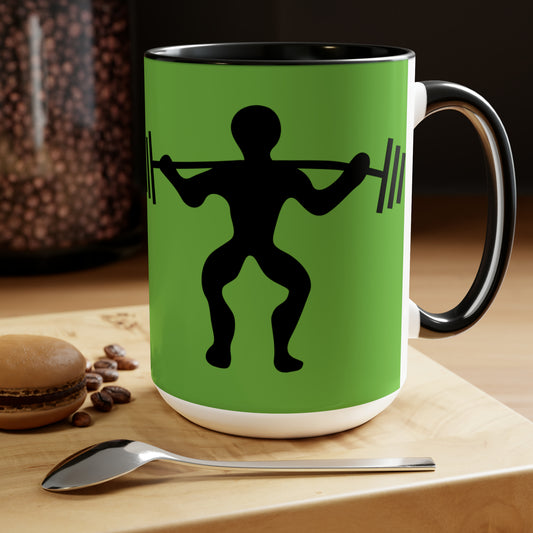 Two-Tone Coffee Mugs, 15oz: Weightlifting Green
