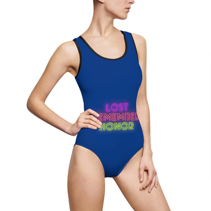 Women's Classic One-Piece Swimsuit: Lost Remember Honor Dark Blue