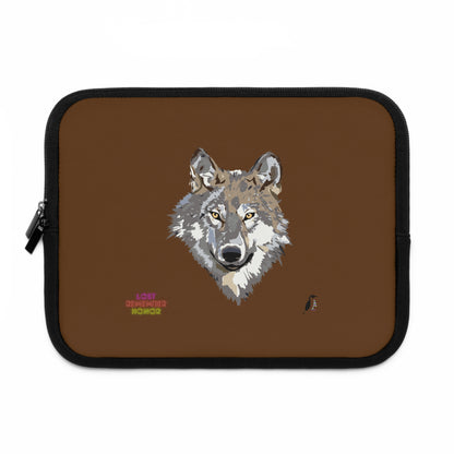 Laptop Sleeve: Wolves Brown