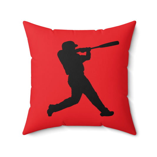 Spun Polyester Square Pillow: Baseball Red
