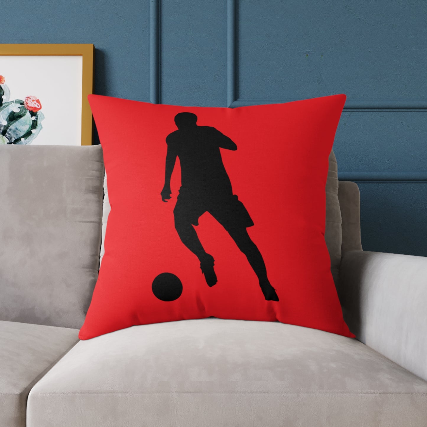Spun Polyester Pillow: Soccer Red